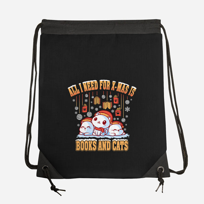 All I Need For Christmas Is Books And Cats-None-Drawstring-Bag-erion_designs