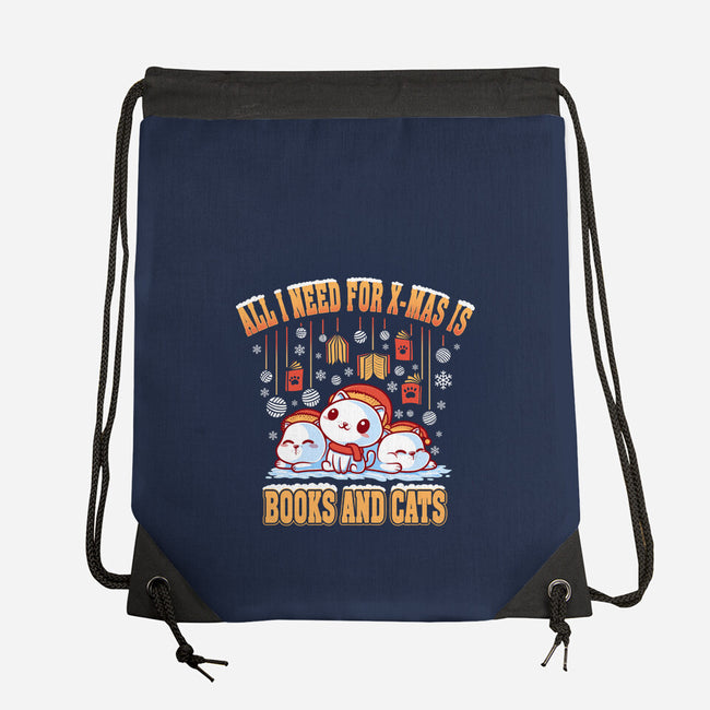 All I Need For Christmas Is Books And Cats-None-Drawstring-Bag-erion_designs
