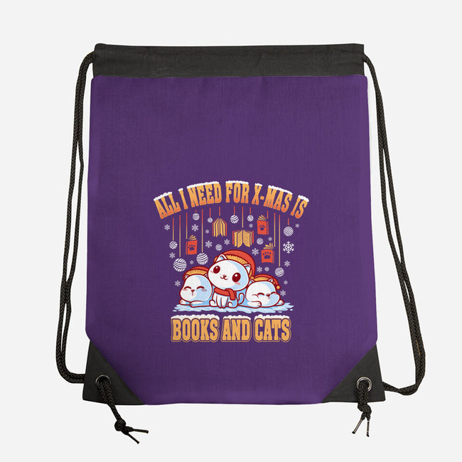 All I Need For Christmas Is Books And Cats-None-Drawstring-Bag-erion_designs