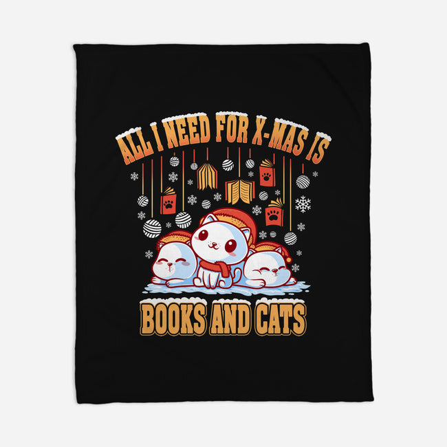 All I Need For Christmas Is Books And Cats-None-Fleece-Blanket-erion_designs