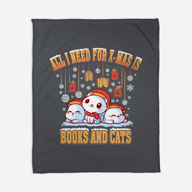 All I Need For Christmas Is Books And Cats-None-Fleece-Blanket-erion_designs