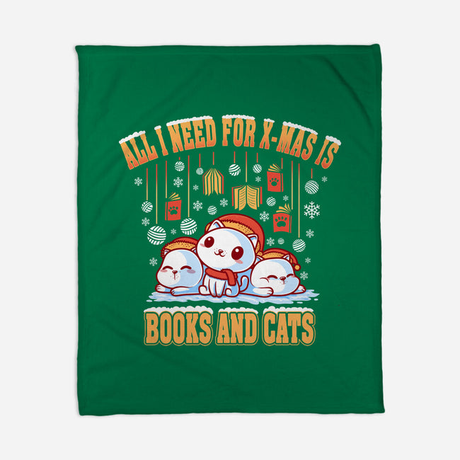 All I Need For Christmas Is Books And Cats-None-Fleece-Blanket-erion_designs