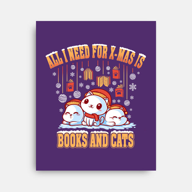All I Need For Christmas Is Books And Cats-None-Stretched-Canvas-erion_designs