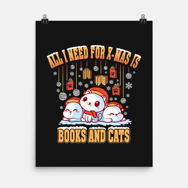 All I Need For Christmas Is Books And Cats-None-Matte-Poster-erion_designs