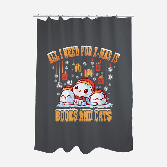 All I Need For Christmas Is Books And Cats-None-Polyester-Shower Curtain-erion_designs