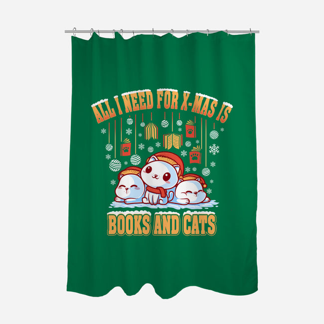 All I Need For Christmas Is Books And Cats-None-Polyester-Shower Curtain-erion_designs