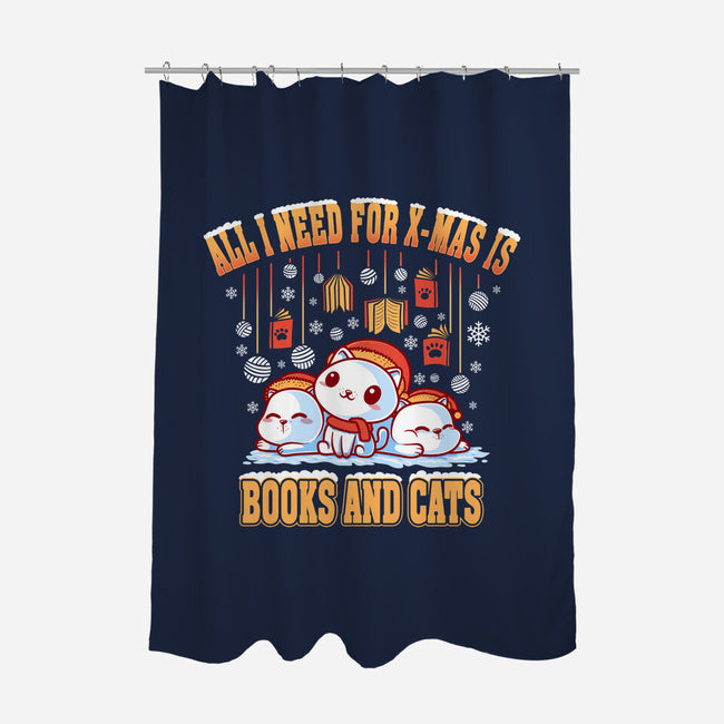 All I Need For Christmas Is Books And Cats-None-Polyester-Shower Curtain-erion_designs