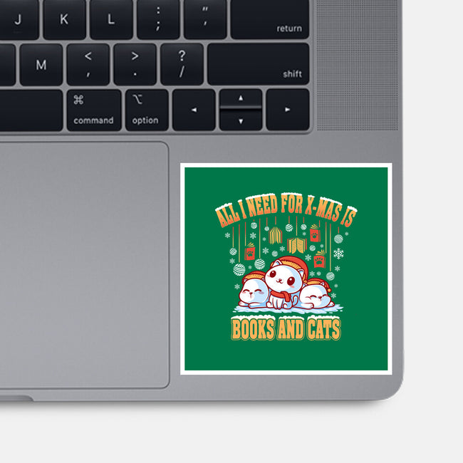 All I Need For Christmas Is Books And Cats-None-Glossy-Sticker-erion_designs