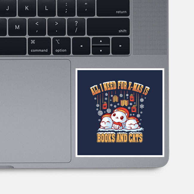 All I Need For Christmas Is Books And Cats-None-Glossy-Sticker-erion_designs