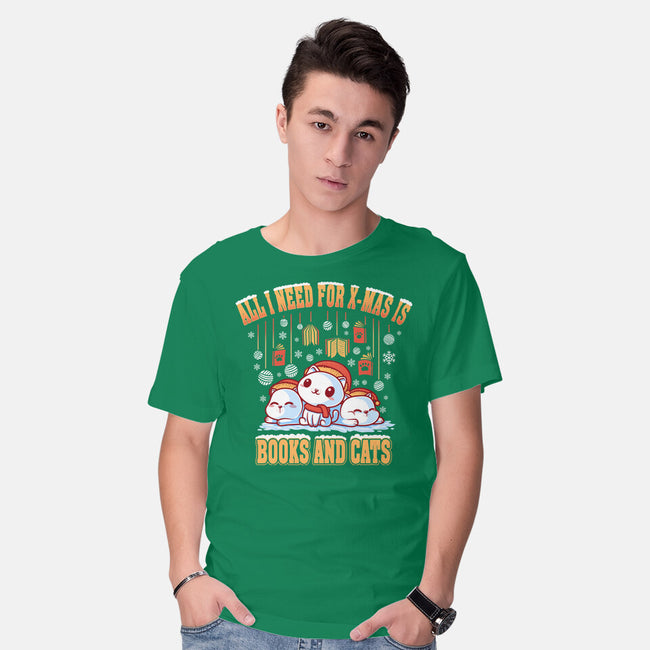 All I Need For Christmas Is Books And Cats-Mens-Basic-Tee-erion_designs
