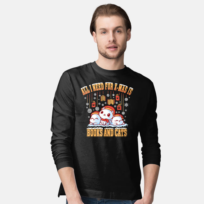 All I Need For Christmas Is Books And Cats-Mens-Long Sleeved-Tee-erion_designs