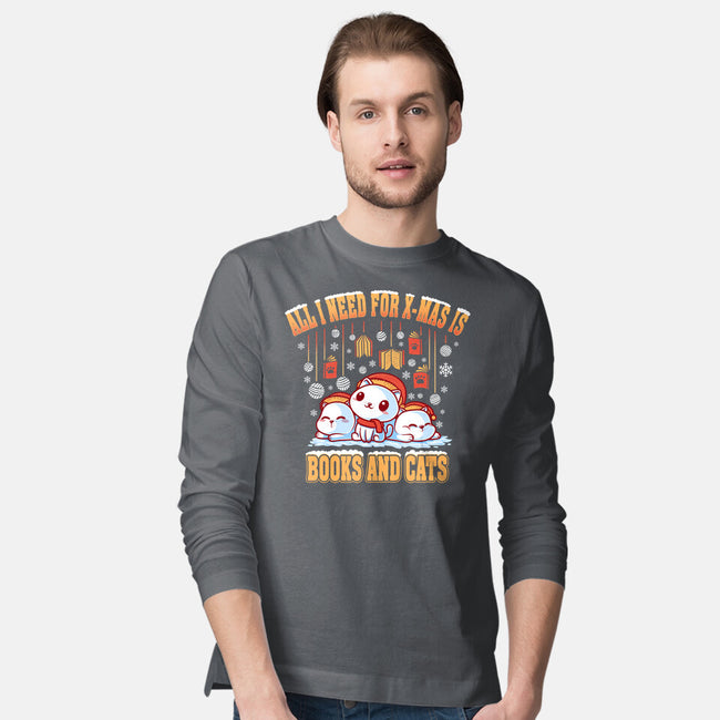 All I Need For Christmas Is Books And Cats-Mens-Long Sleeved-Tee-erion_designs