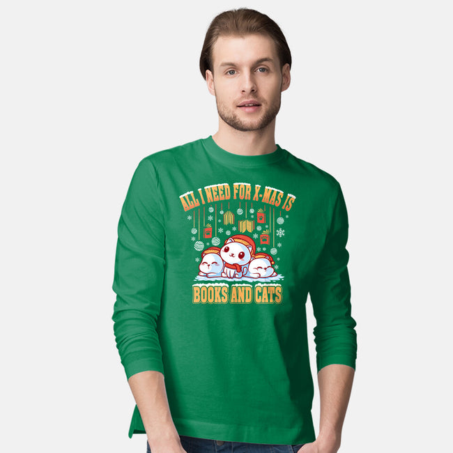 All I Need For Christmas Is Books And Cats-Mens-Long Sleeved-Tee-erion_designs