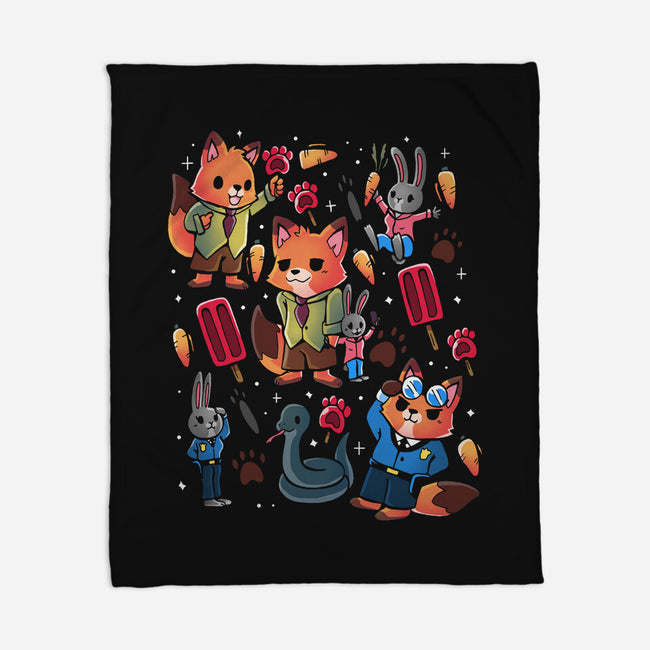Fox And Rabbit-None-Fleece-Blanket-Vallina84