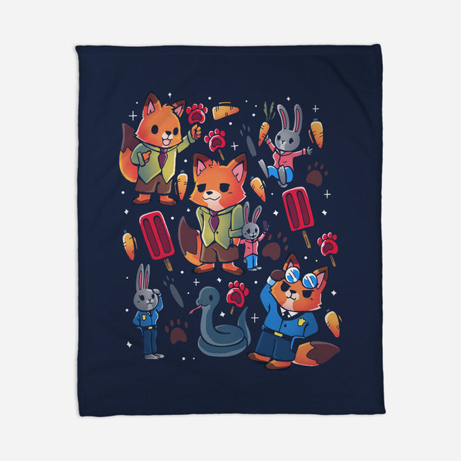 Fox And Rabbit-None-Fleece-Blanket-Vallina84