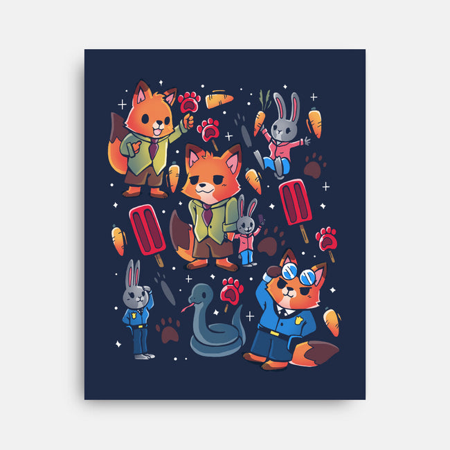 Fox And Rabbit-None-Stretched-Canvas-Vallina84