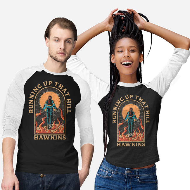 Running Up That Hill Hawkins-Unisex-Baseball-Tee-fanfreak1