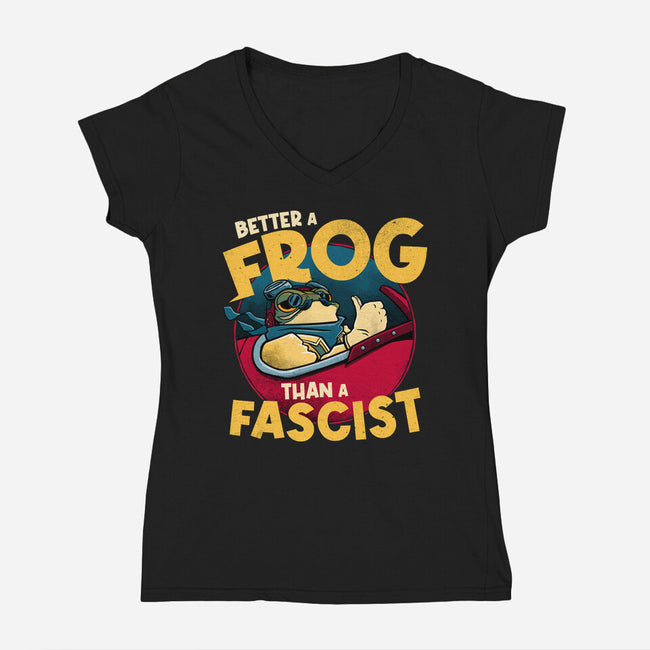 Better A Frog-Womens-V-Neck-Tee-teesgeex