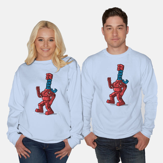Robot Scarf-Unisex-Crew Neck-Sweatshirt-Raffiti