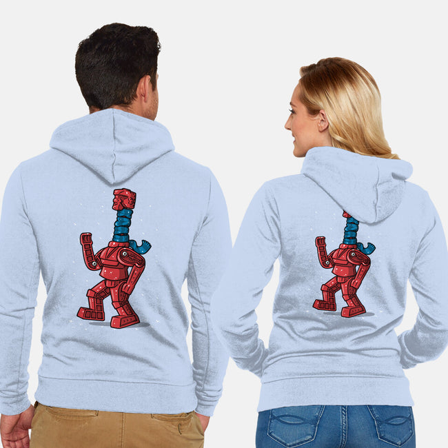 Robot Scarf-Unisex-Zip-Up-Sweatshirt-Raffiti