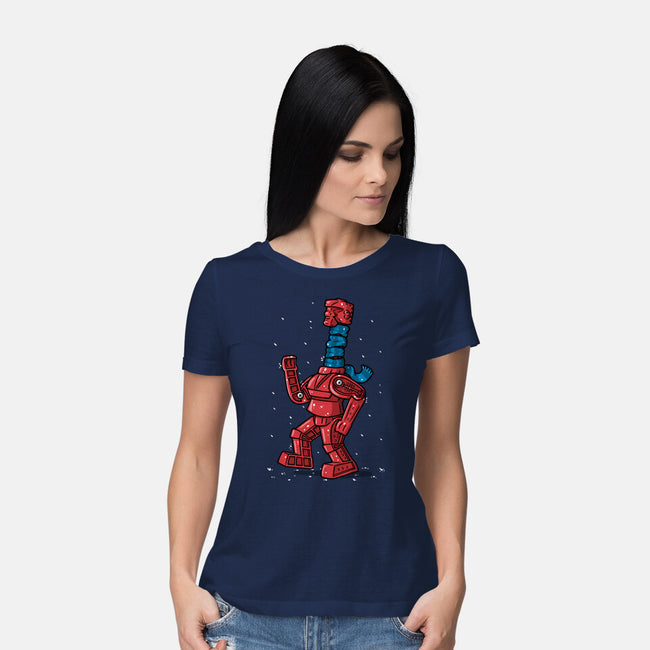 Robot Scarf-Womens-Basic-Tee-Raffiti