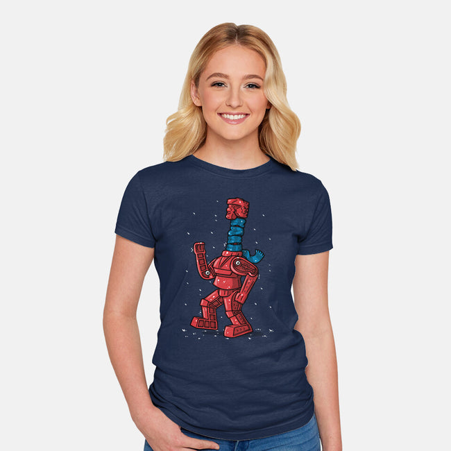 Robot Scarf-Womens-Fitted-Tee-Raffiti