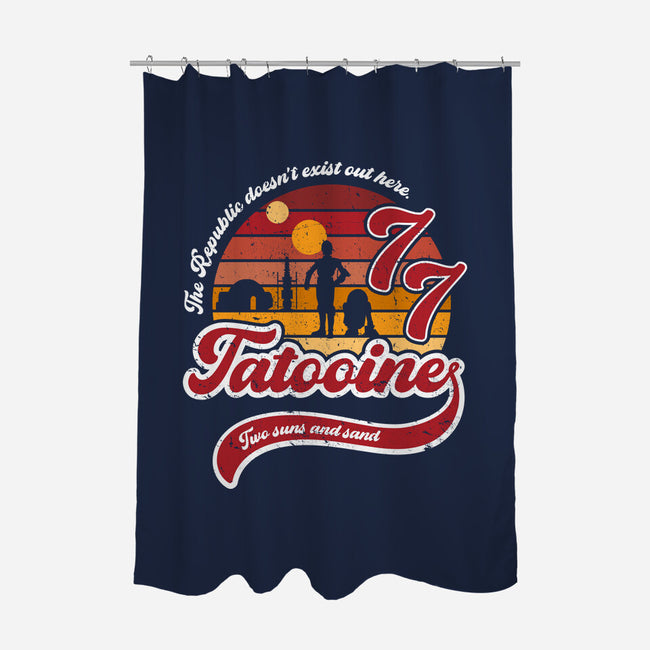 Vintage Two Suns And Sand-None-Polyester-Shower Curtain-DrMonekers