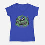 Steamboat And The Monster-Womens-V-Neck-Tee-glitchygorilla