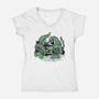 Steamboat And The Monster-Womens-V-Neck-Tee-glitchygorilla