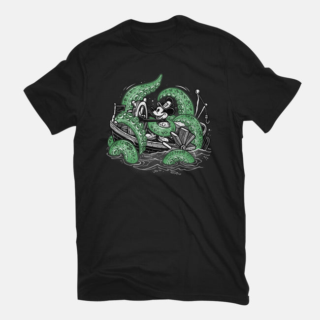 Steamboat And The Monster-Womens-Fitted-Tee-glitchygorilla