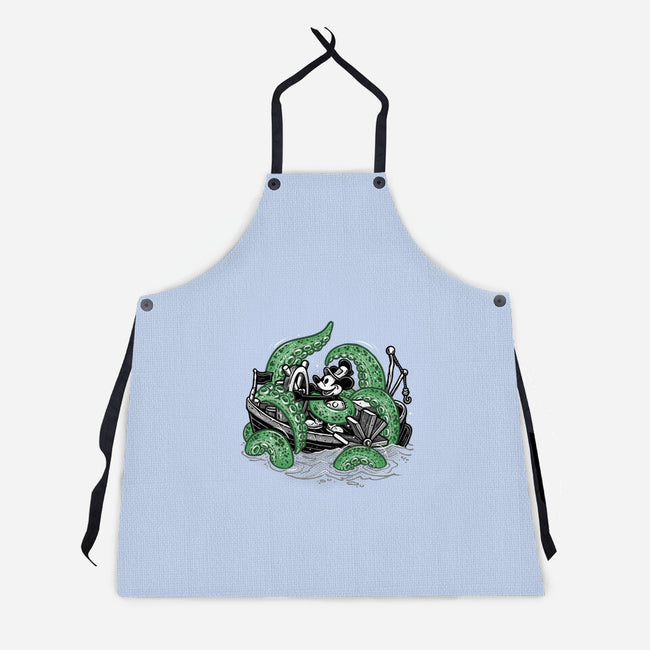 Steamboat And The Monster-Unisex-Kitchen-Apron-glitchygorilla