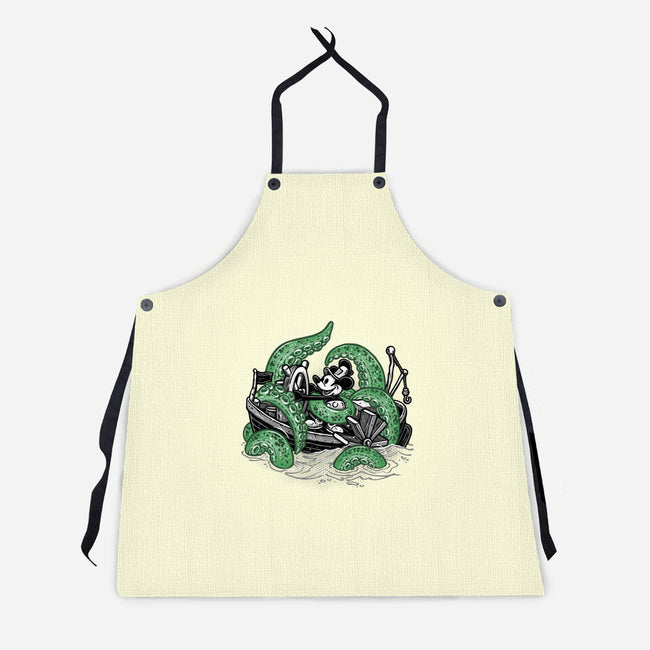 Steamboat And The Monster-Unisex-Kitchen-Apron-glitchygorilla