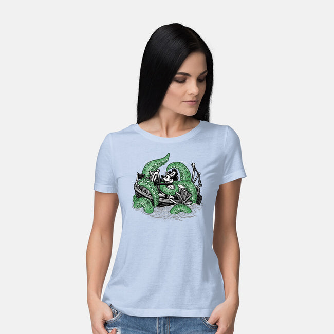 Steamboat And The Monster-Womens-Basic-Tee-glitchygorilla