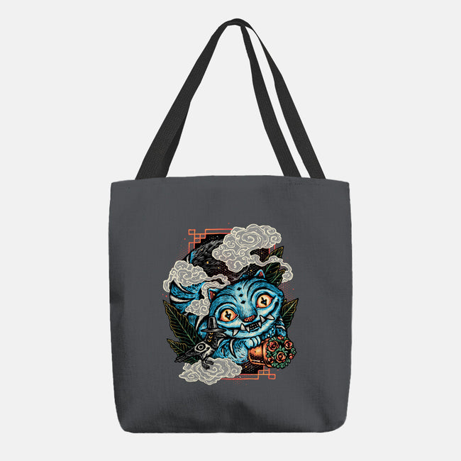 Ancient Blue Tiger-None-Basic Tote-Bag-glitchygorilla