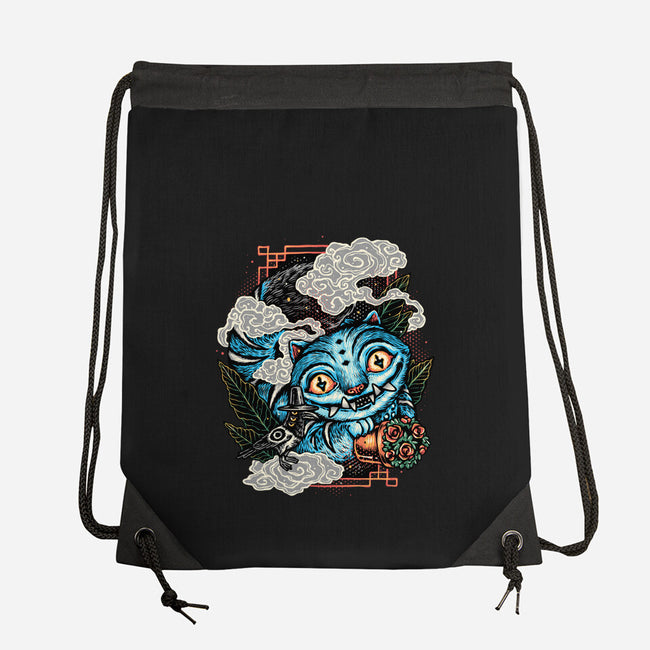 Ancient Blue Tiger-None-Drawstring-Bag-glitchygorilla