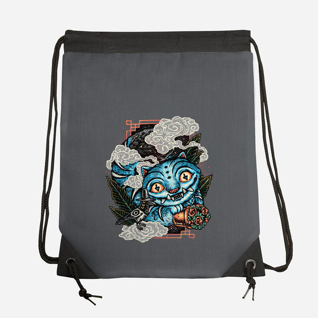 Ancient Blue Tiger-None-Drawstring-Bag-glitchygorilla