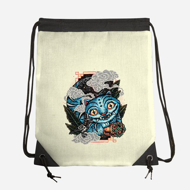 Ancient Blue Tiger-None-Drawstring-Bag-glitchygorilla