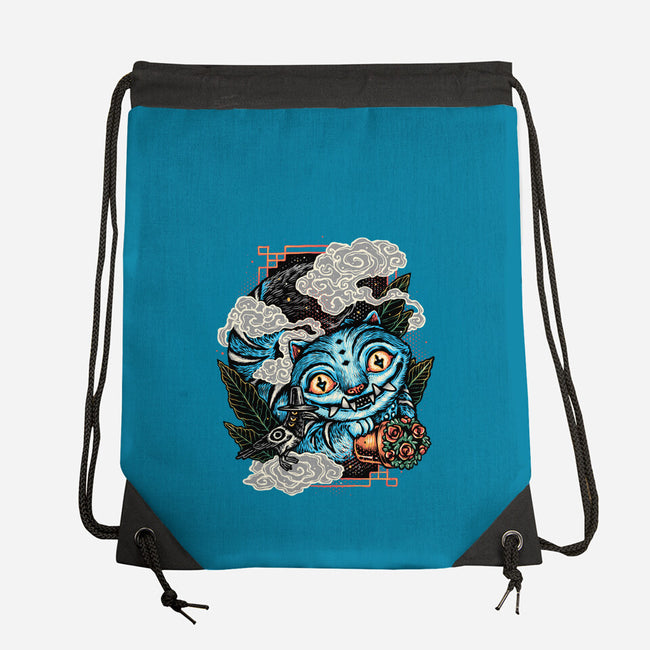 Ancient Blue Tiger-None-Drawstring-Bag-glitchygorilla
