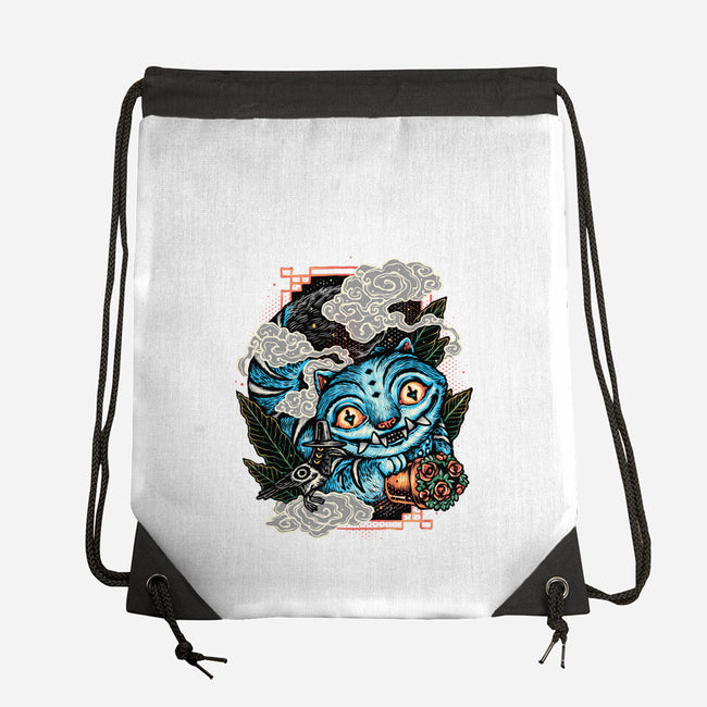 Ancient Blue Tiger-None-Drawstring-Bag-glitchygorilla