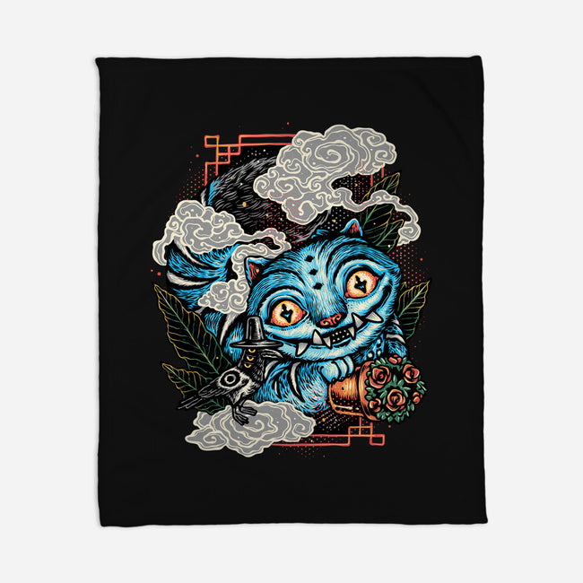 Ancient Blue Tiger-None-Fleece-Blanket-glitchygorilla