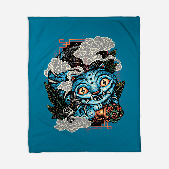 Ancient Blue Tiger-None-Fleece-Blanket-glitchygorilla