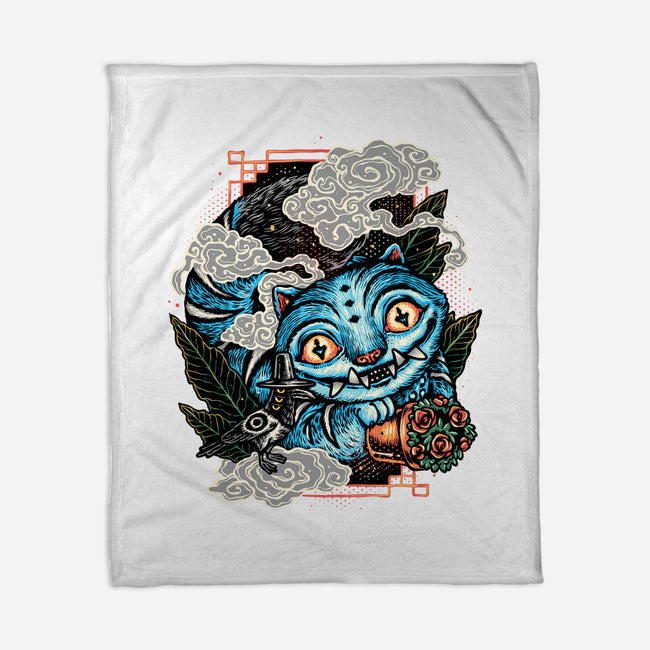 Ancient Blue Tiger-None-Fleece-Blanket-glitchygorilla