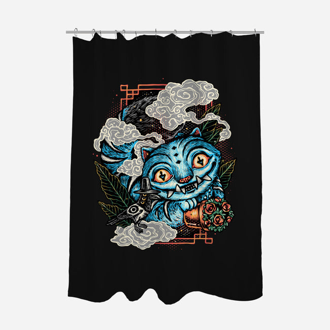 Ancient Blue Tiger-None-Polyester-Shower Curtain-glitchygorilla