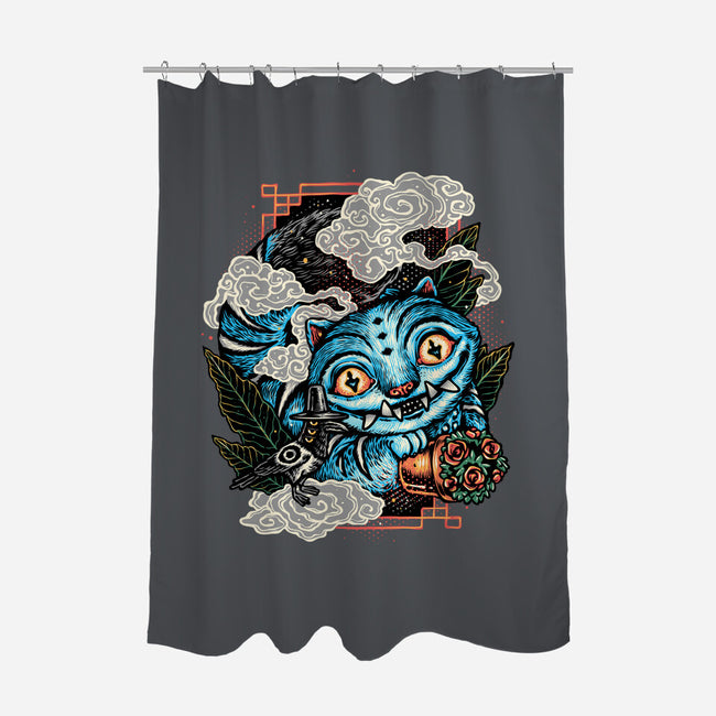 Ancient Blue Tiger-None-Polyester-Shower Curtain-glitchygorilla
