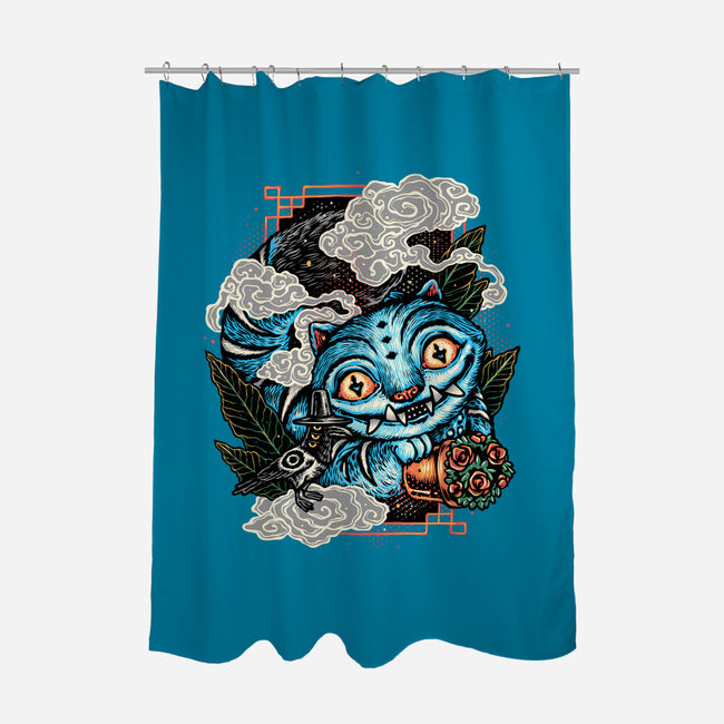 Ancient Blue Tiger-None-Polyester-Shower Curtain-glitchygorilla