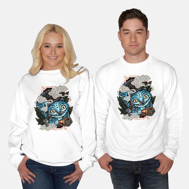 Ancient Blue Tiger-Unisex-Crew Neck-Sweatshirt-glitchygorilla