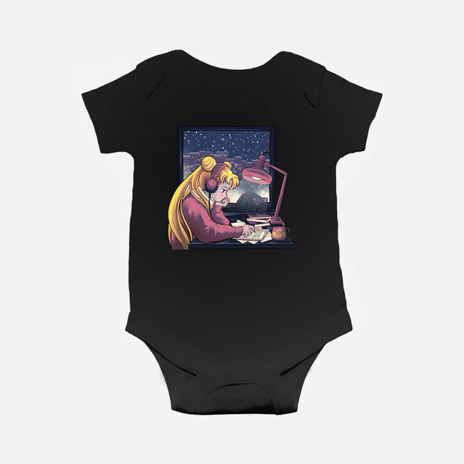 Lofi Moon Girl-Baby-Basic-Onesie-rmatix