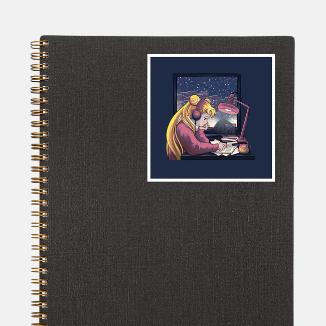 Lofi Moon Girl-None-Glossy-Sticker-rmatix