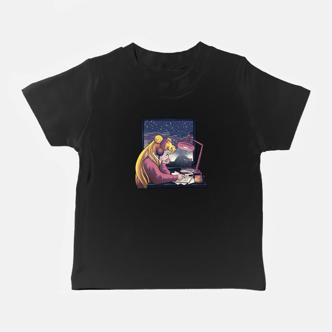 Lofi Moon Girl-Baby-Basic-Tee-rmatix