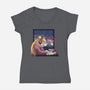 Lofi Moon Girl-Womens-V-Neck-Tee-rmatix